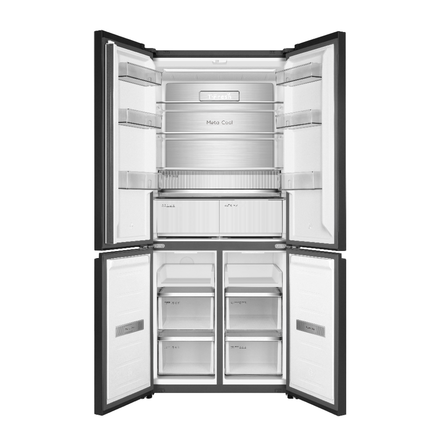 TCL ตู้เย็น 4 ประตู Free built-in 18.4 คิว RT52GCCDB  สี Black Glass