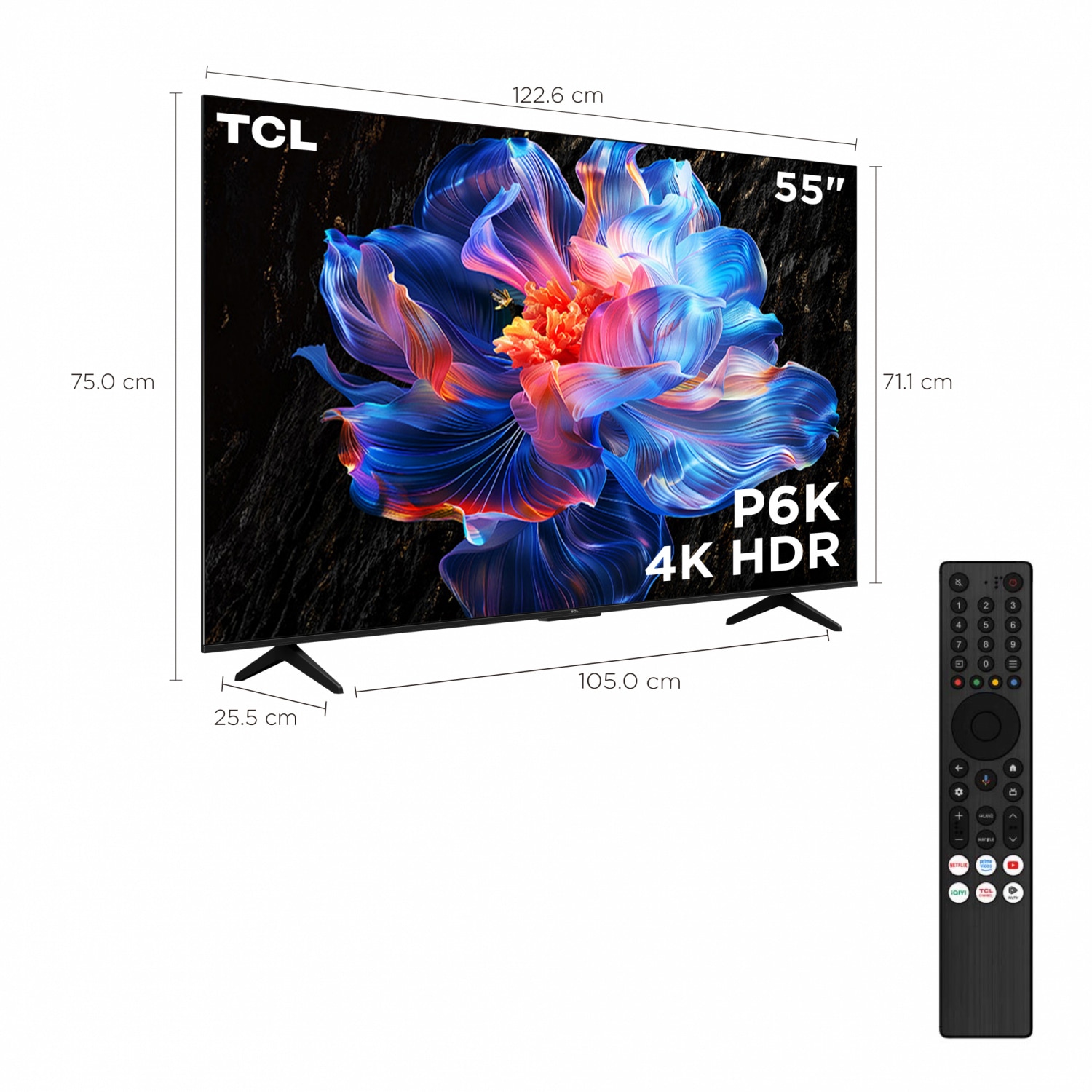 TCL โทรทัศน์ 4K LED TV ขนาด 55 นิ้ว รุ่น 55P6K สีดำ