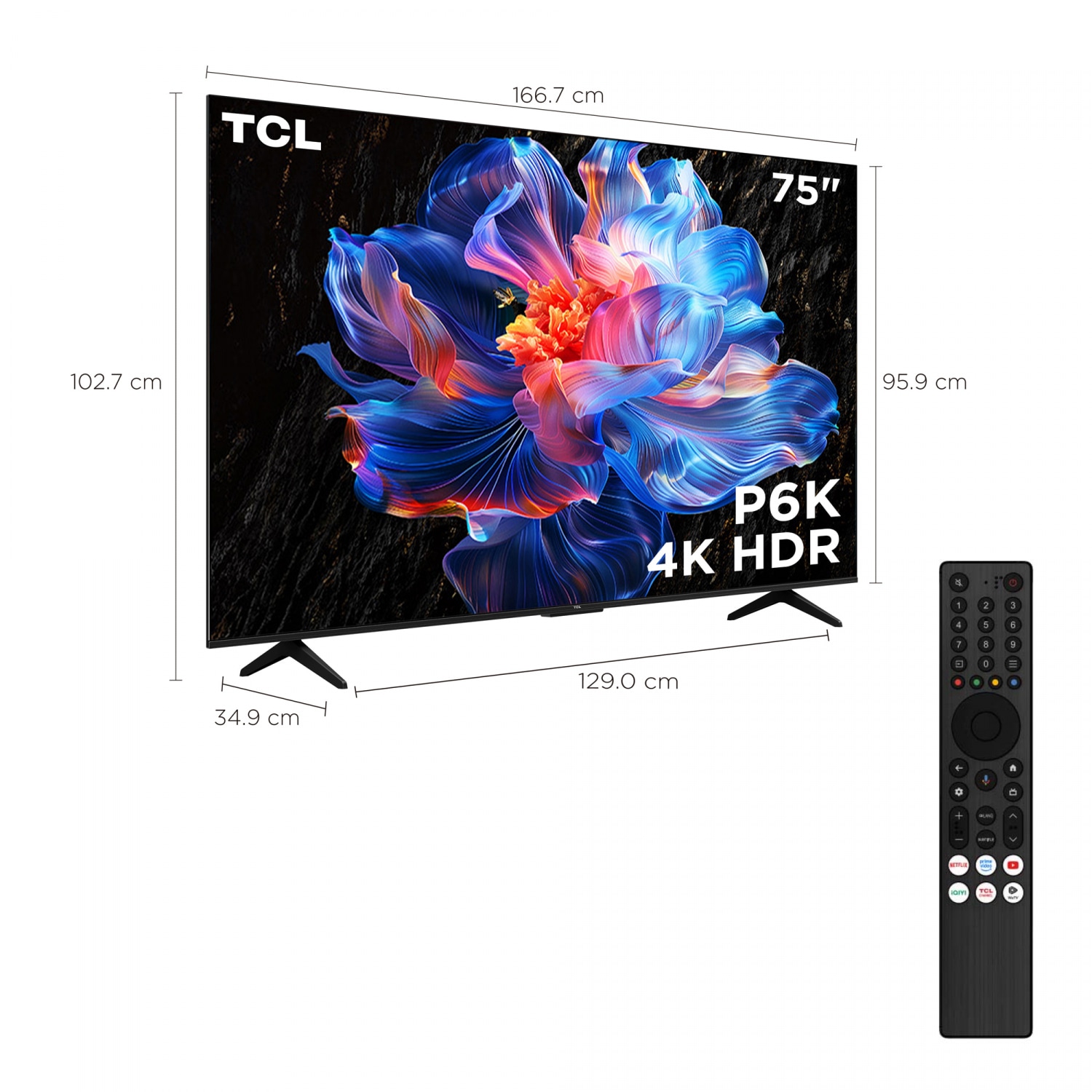 TCL โทรทัศน์ 4K LED TV ขนาด 75 นิ้ว รุ่น 75P6K สีดำ