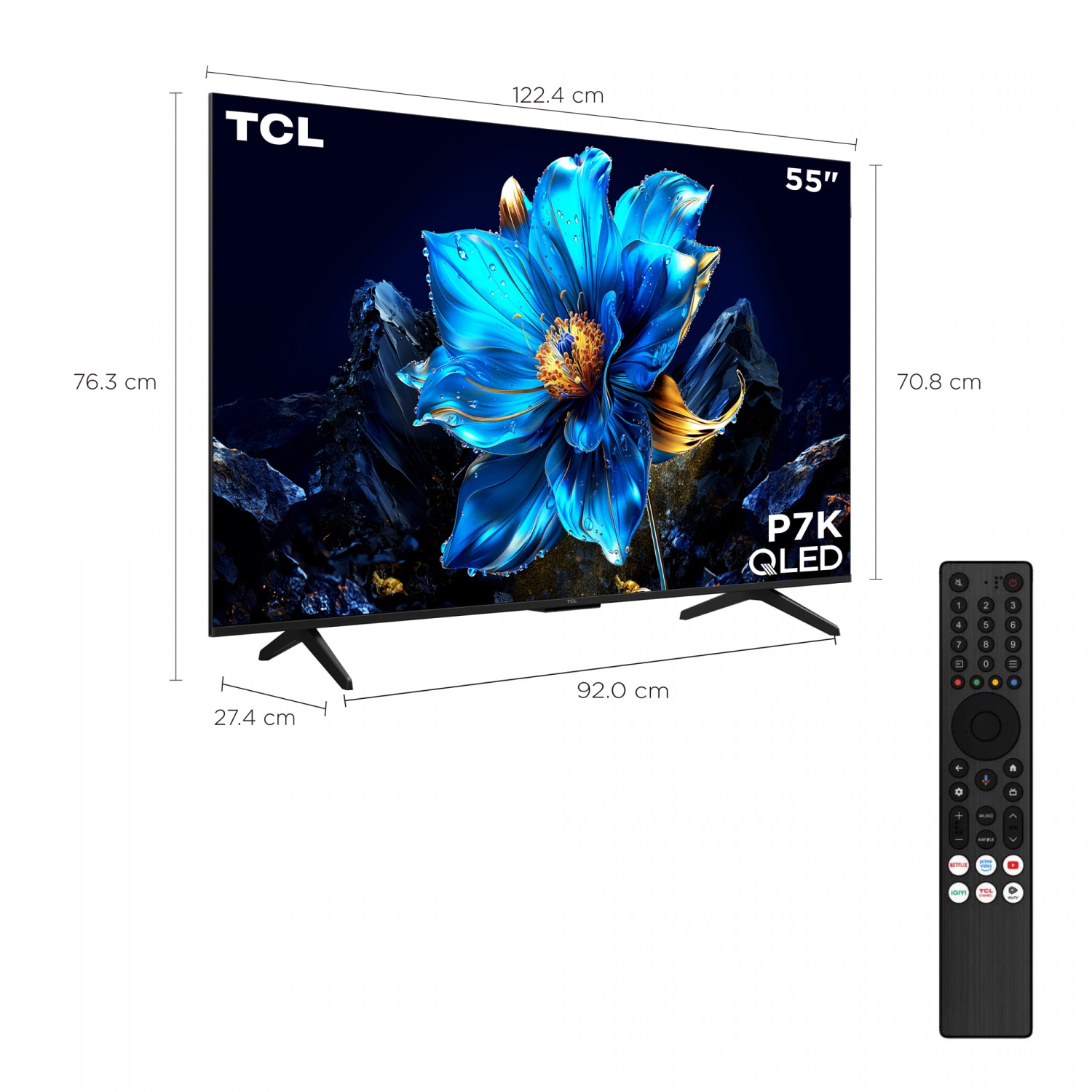 TCL โทรทัศน์ QLED TV ขนาด 55 นิ้ว รุ่น 55P7K สีดำ