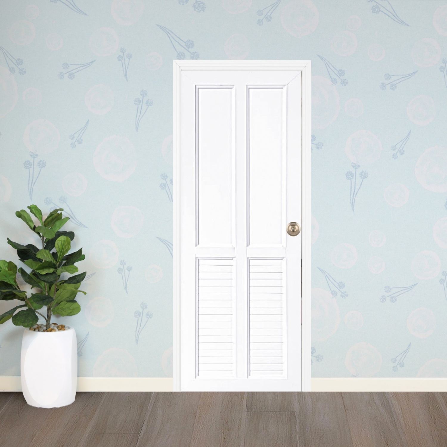 WELLINGTAN ประตู UPVC พร้อมวงกบ รุ่น BT-002 ขนาด 70x200 ซม. สีขาว (ไม่เจาะลูกบิด)