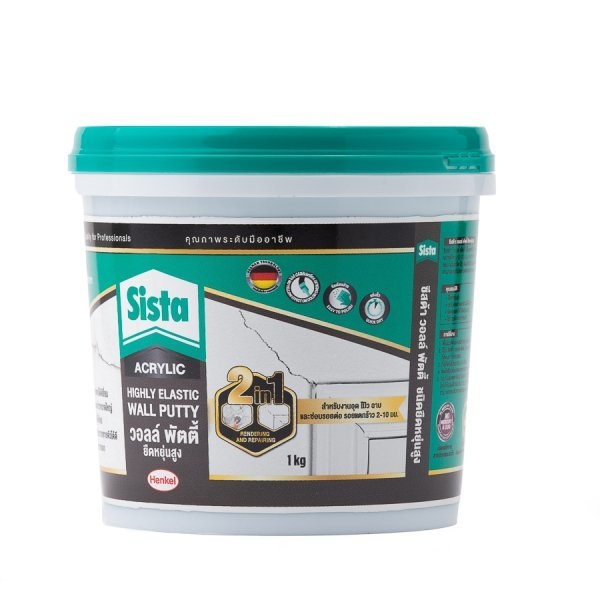 SISTA อะคริลิควอลล์พัตตี้ ชนิดยืดหยุ่นสูง 1 กก.สีขาว