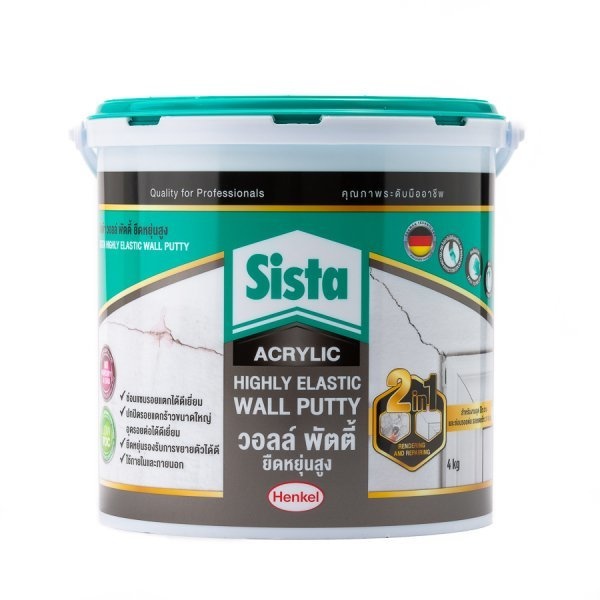 SISTA อะคริลิควอลล์พัตตี้ ชนิดยืดหยุ่นสูง 4 กก.สีขาว