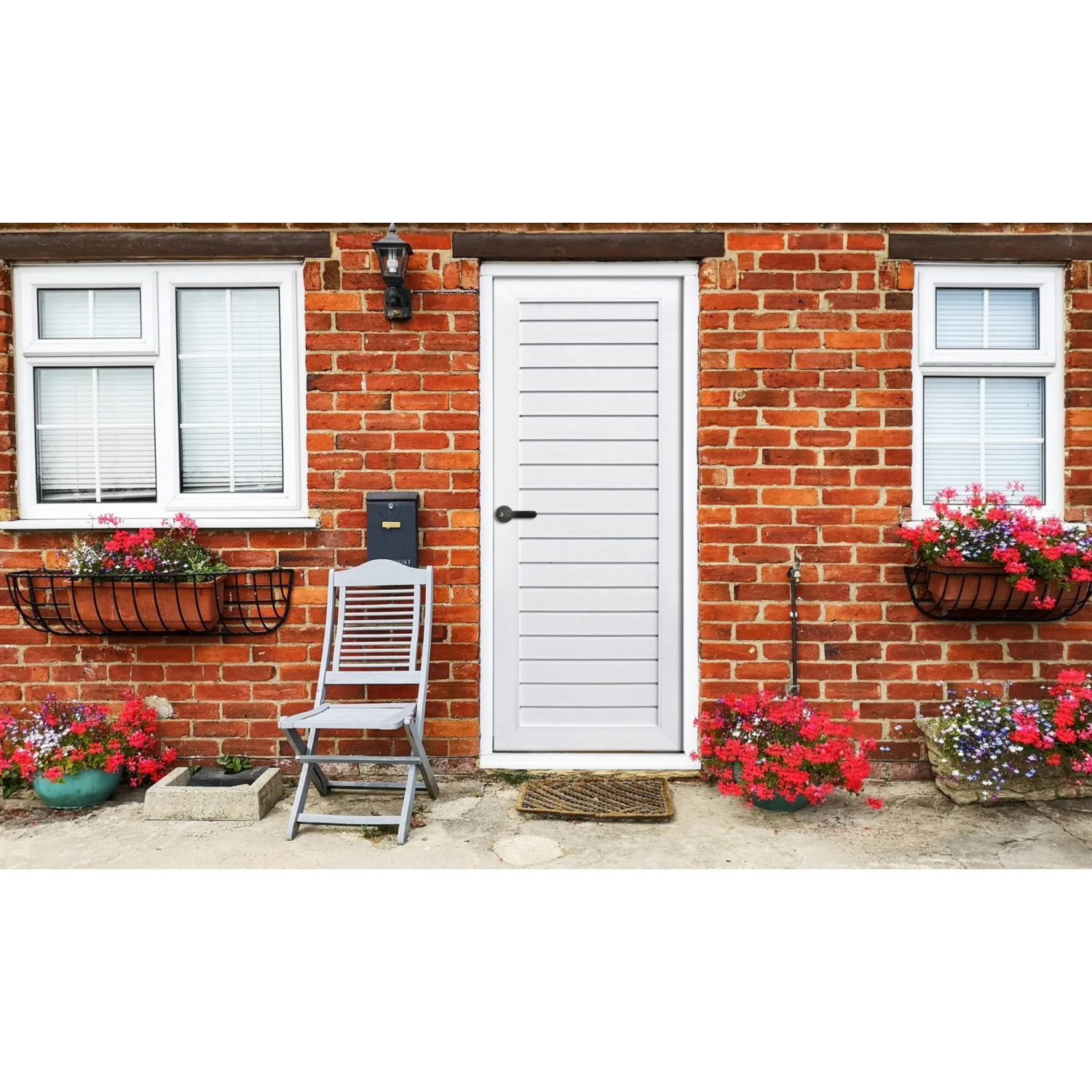 ECO-DOOR ประตูภายนอก uPVC โปรไฟล์ รุ่น TLW ขนาด 80x200 ซม. สีขาว (เจาะลูกบิด)