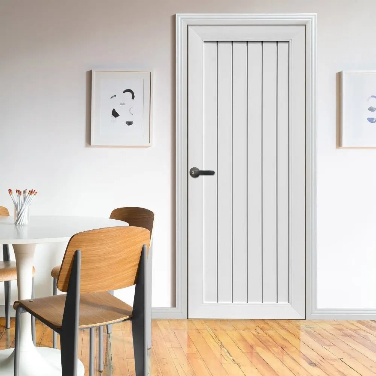 ECO-DOOR  ประตู UPVC โปรไฟล์  รุ่น TLW 1 ภายนอกและภายใน ขนาด 80x200 ซม. สีขาว (เจาะลูกบิด)