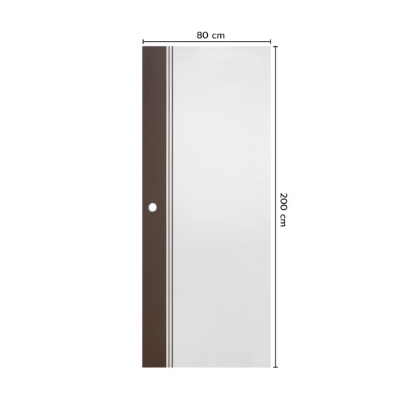 ECO-DOOR ประตูภายนอก uPVC รุ่น ED2 ขนาด 80x200 ซม. สีทูโทน น้ำตาล-ขาว (เจาะลูกบิด)