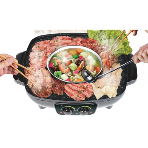 CLOSE เตาปิ้งย่างอเนกประสงค์พร้อมหม้อสุกี้ 1500 วัตต์ รุ่น OT-BS07 สีดำ