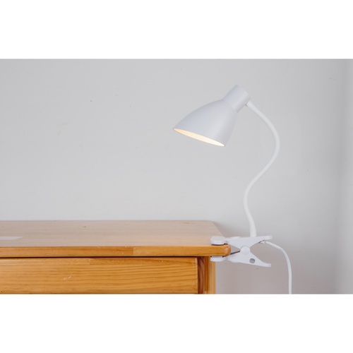 EILON โคมไฟขาหนีบหลอดขั้ว E27 พร้อมสายไฟยาว 2m รุ่น EDTJ-E27-DW02 สีขาว