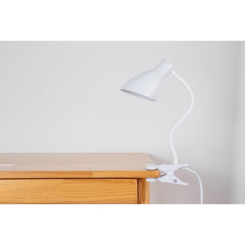 EILON โคมไฟขาหนีบหลอดขั้ว E27 พร้อมสายไฟยาว 2m รุ่น EDTJ-E27-DW02 สีขาว