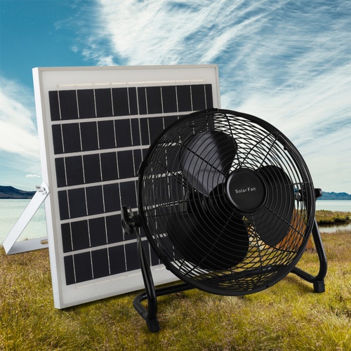 INOVA พัดลมโซล่าเซลล์ตั้งพื้น 12 นิ้ว 15W พร้อมแผง รุ่น HS-118 สีดำ
