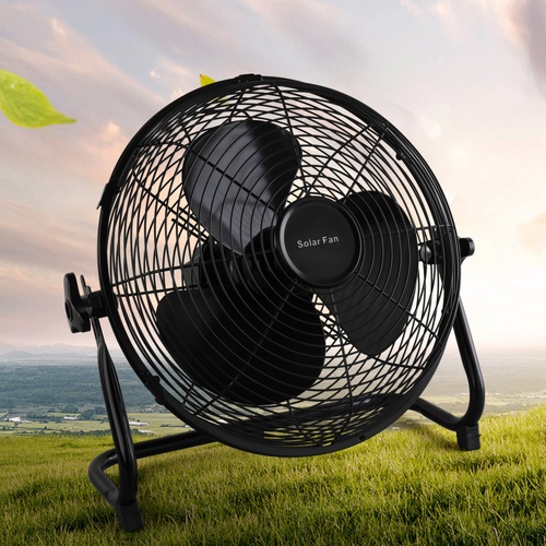 INOVA พัดลมโซล่าเซลล์ตั้งพื้น 12 นิ้ว 15W พร้อมแผง รุ่น HS-118 สีดำ