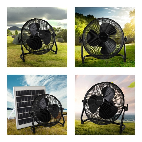 INOVA พัดลมโซล่าเซลล์ตั้งพื้น 12 นิ้ว 15W พร้อมแผง รุ่น HS-118 สีดำ