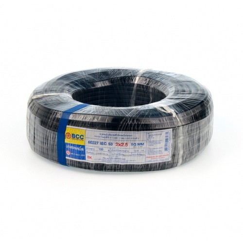 BCC สายไฟ 60227 IEC 53 (VCT) 2x2.5 ตร.มม. 100 m. สีดำ