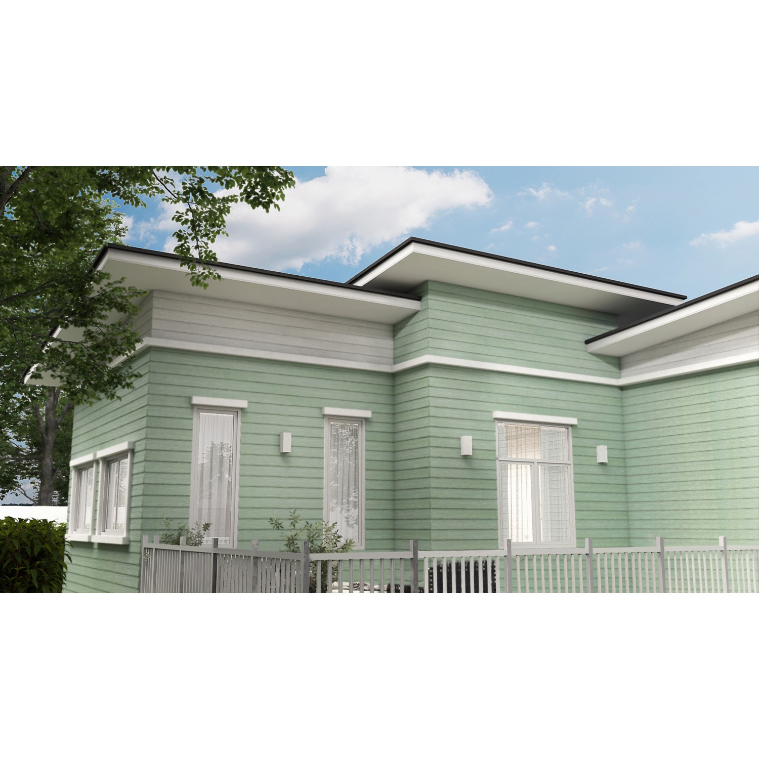 เฌอร่า ไม้ฝา รุ่นขอบตรง ลายสัก 0.8x15x300ซม. สีกรีน พาสเทล