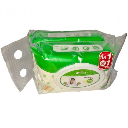 FRESH PLUS ผ้าเปียก (1แถม1) รุ่น TS-S-004 บรรจุ 80 แผ่น กลิ่นแอปเปิ้ล