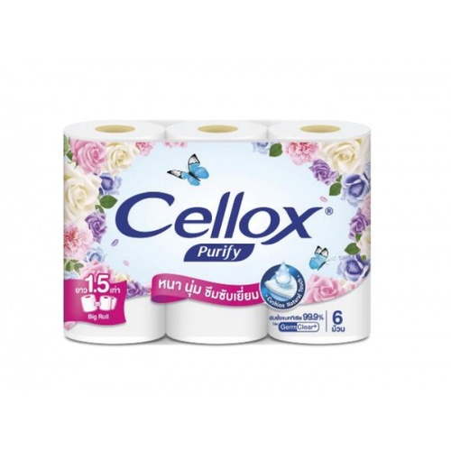ក្រដាសអនាម័យដុំ Cellox 2 ជាន់ Purify Super Extra Big Roll 23 m.(6ដុំ/កញ្ចប់)