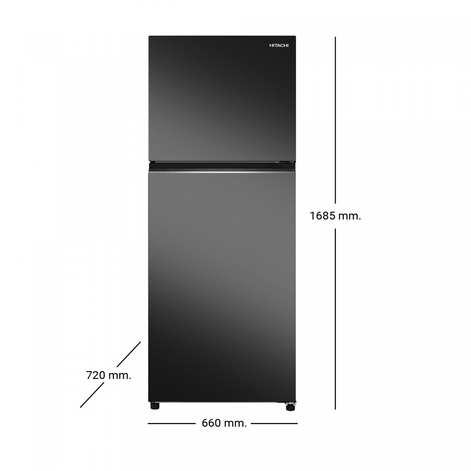 HITACHI ตู้เย็น 2 ประตู 13.2 คิว HRTN6408SUTH UNI GLASS
