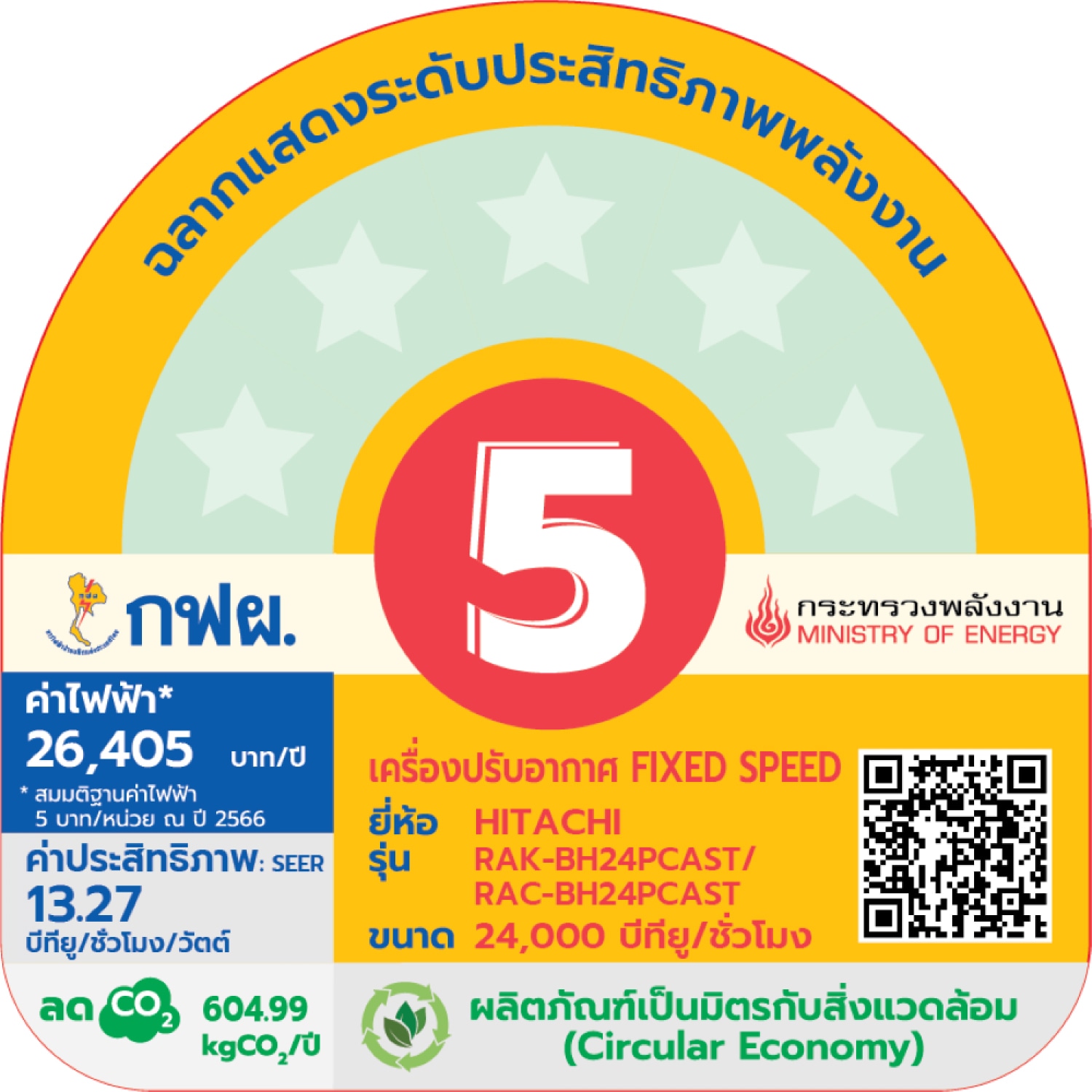 HITACHI เครื่องปรับอากาศ Non Inverter ขนาด 24000 BTU รุ่น RAK-BH24PCAST สีขาว