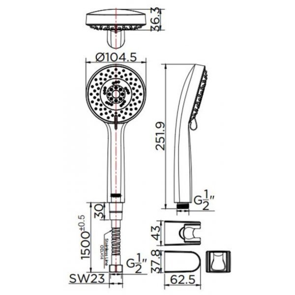 Karat Faucet ฝักบัวสายอ่อนปรับน้ำ 5 ระดับกะรัต รุ่น KS-04-235-63