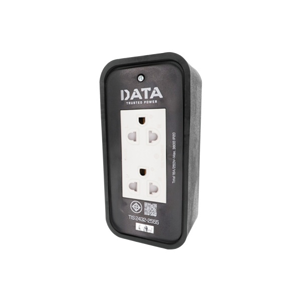 DATA บล็อคยางกันกระแทก 2x4 16A พร้อมปลั๊กกราวน์เต้ารับคู่+สายไฟ IEC53 VCT 3x1.5 sq.mm. 15M. รุ่น HD9 สีดำ