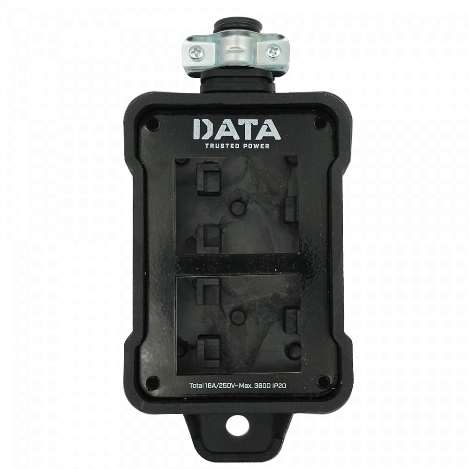 DATA บล็อก PVC เปล่า 2 ช่อง  สีดำ