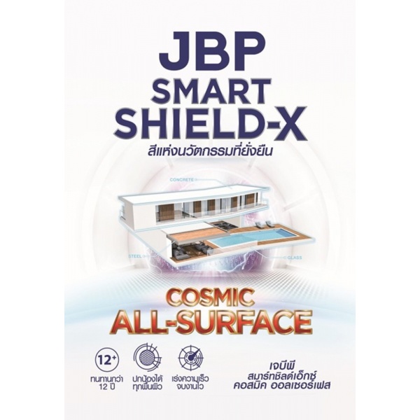 JBP สีน้ำภายนอก Smart Shield-X All Surface Satin เบส A 2.5GL