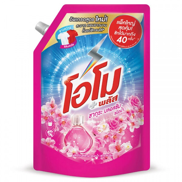 OMO น้ำยาซักผ้า โอโมพลัส กลิ่นซากุระ บลอสซั่ม ขนาด 1300 มล. สีชมพู