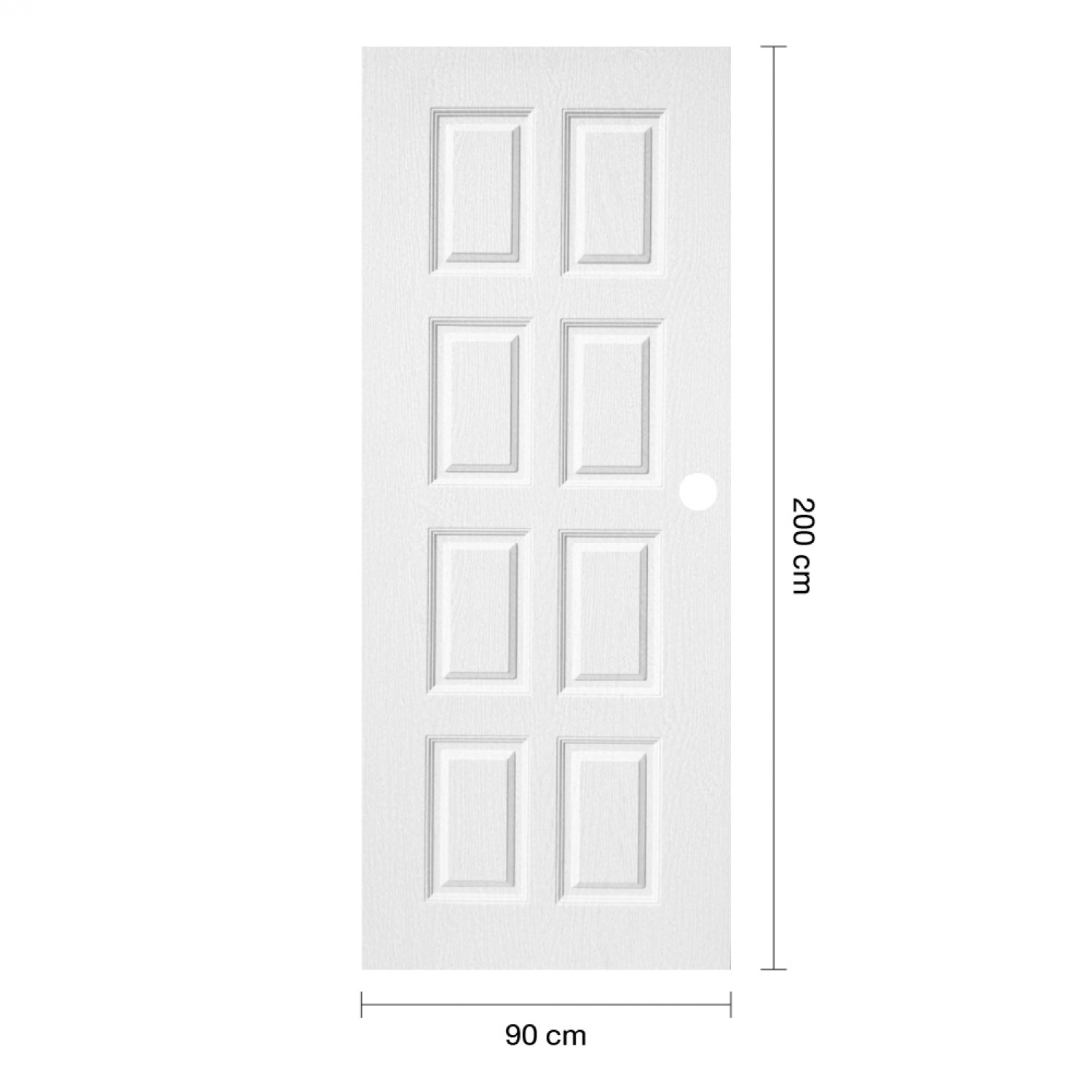 WELLINGTAN ประตู uPVC ใช้สำหรับภายนอก ผิว Revo รุ่น WNR003 บานทึบ 8 ฟัก ขนาด 90x200 ซม. สีขาว (เจาะลูกบิด)