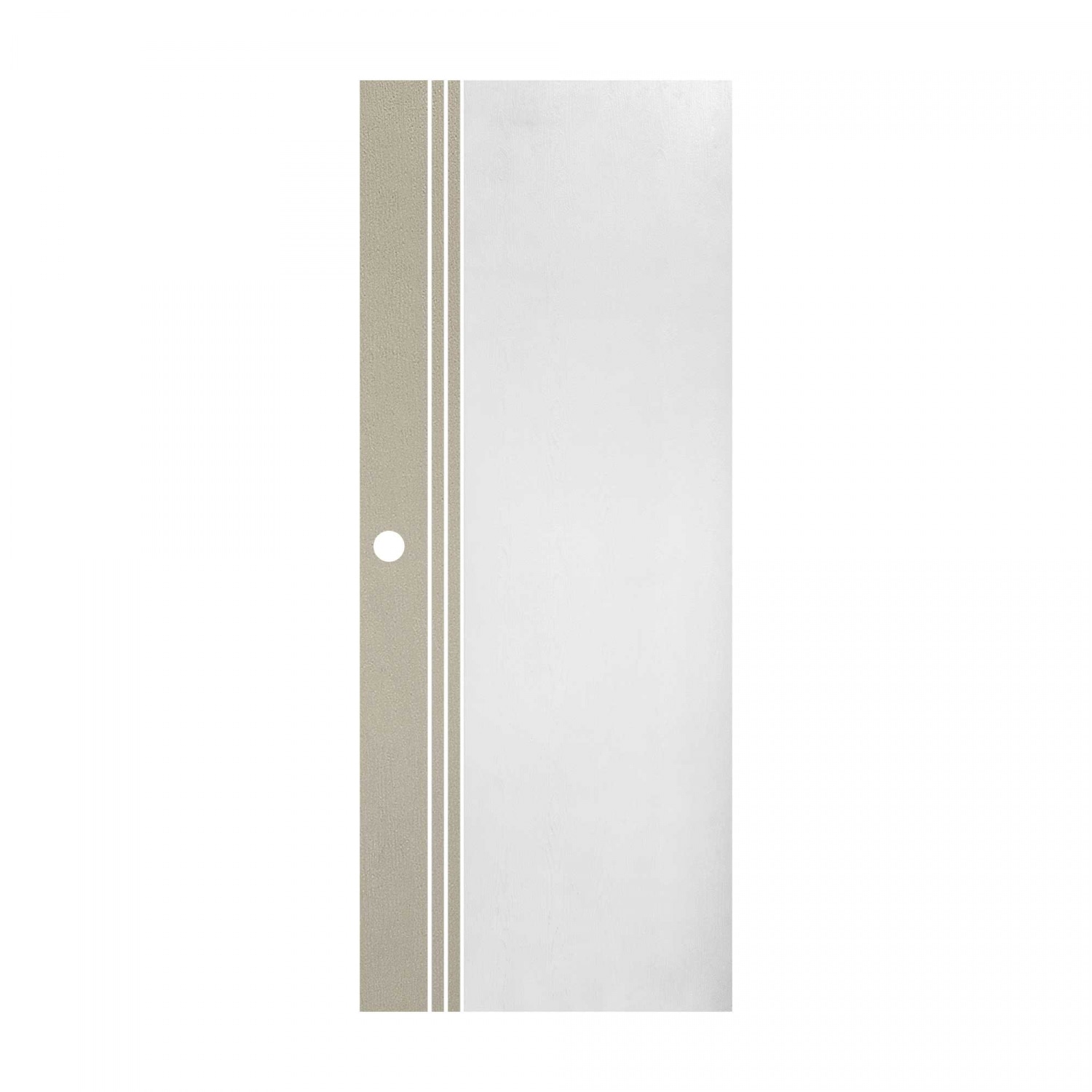 WELLINGTAN ประตู uPVC เซาะร่องผิว Revo (สำหรับใช้ภายนอกเเละภายใน) WMN028  80x200 สีทูโทน ขาว/เบจ  เจาะ 