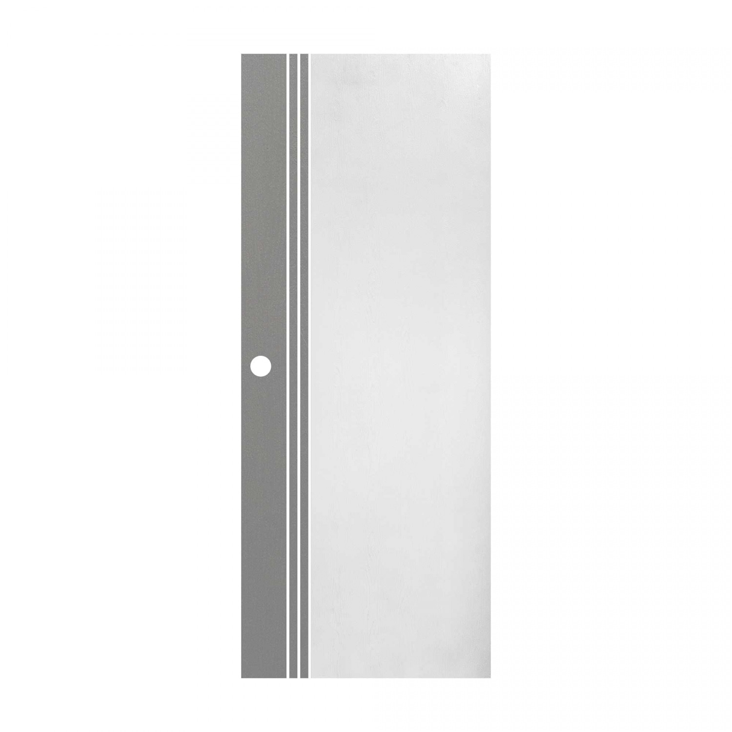 WELLINGTAN  ประตู uPVC ผิว Revo เซาะร่อง (สำหรับใช้ภายนอกเเละภายใน) WMN028  80x200 สีทูโทน ขาว/เทา  เจาะ