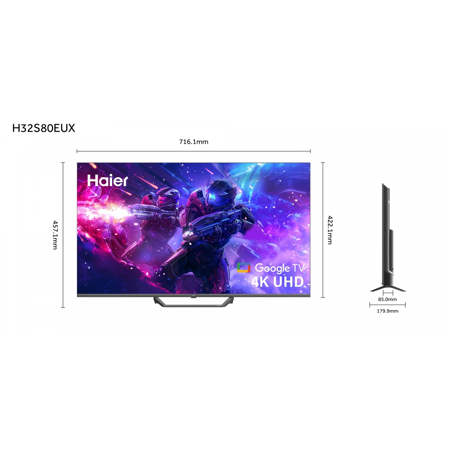 HAIER Smart TV ขนาด 32 นิ้ว รุ่น H32S80EFX สีดำ