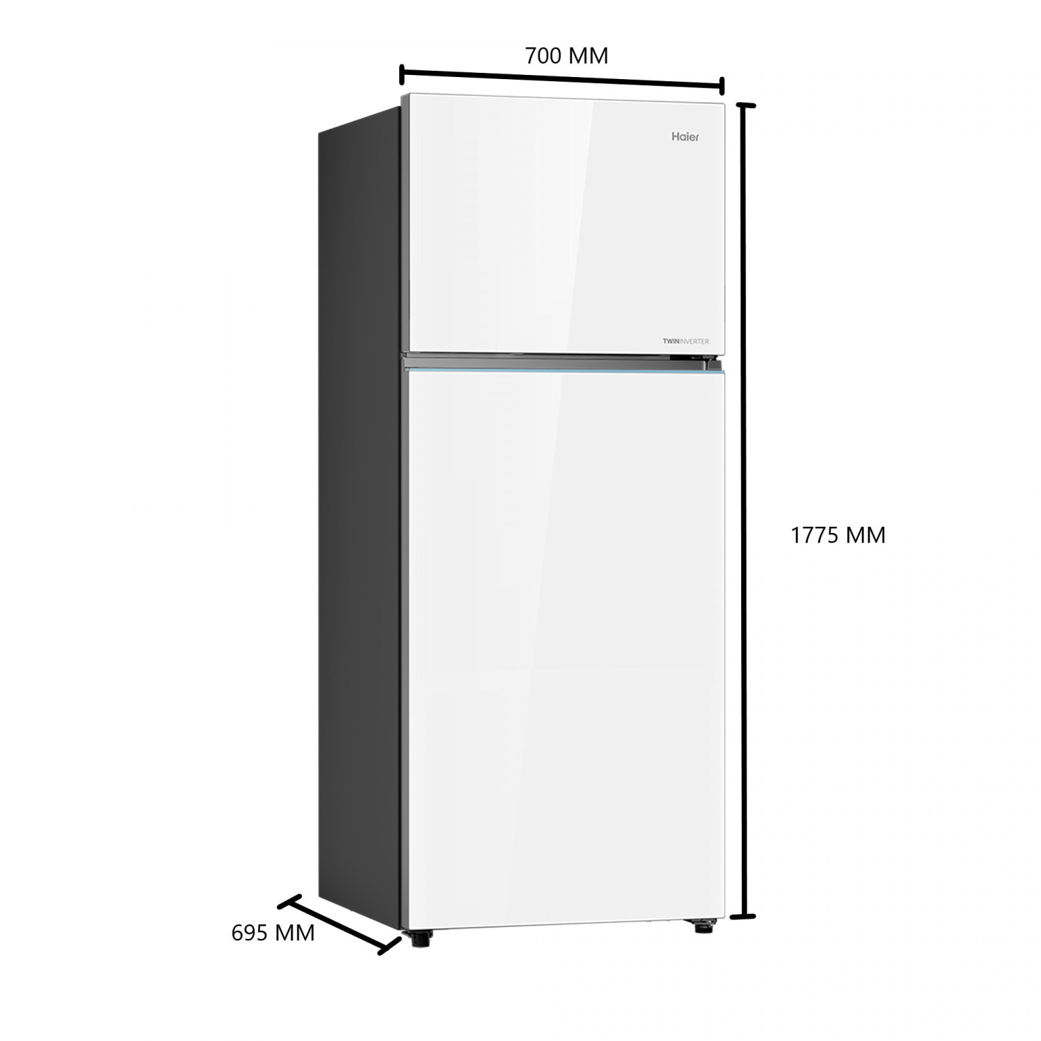 HAIER ตู้เย็น 2 ประตู ขนาด 16 คิว รุ่น HRF-460MGI สีขาวกระจก