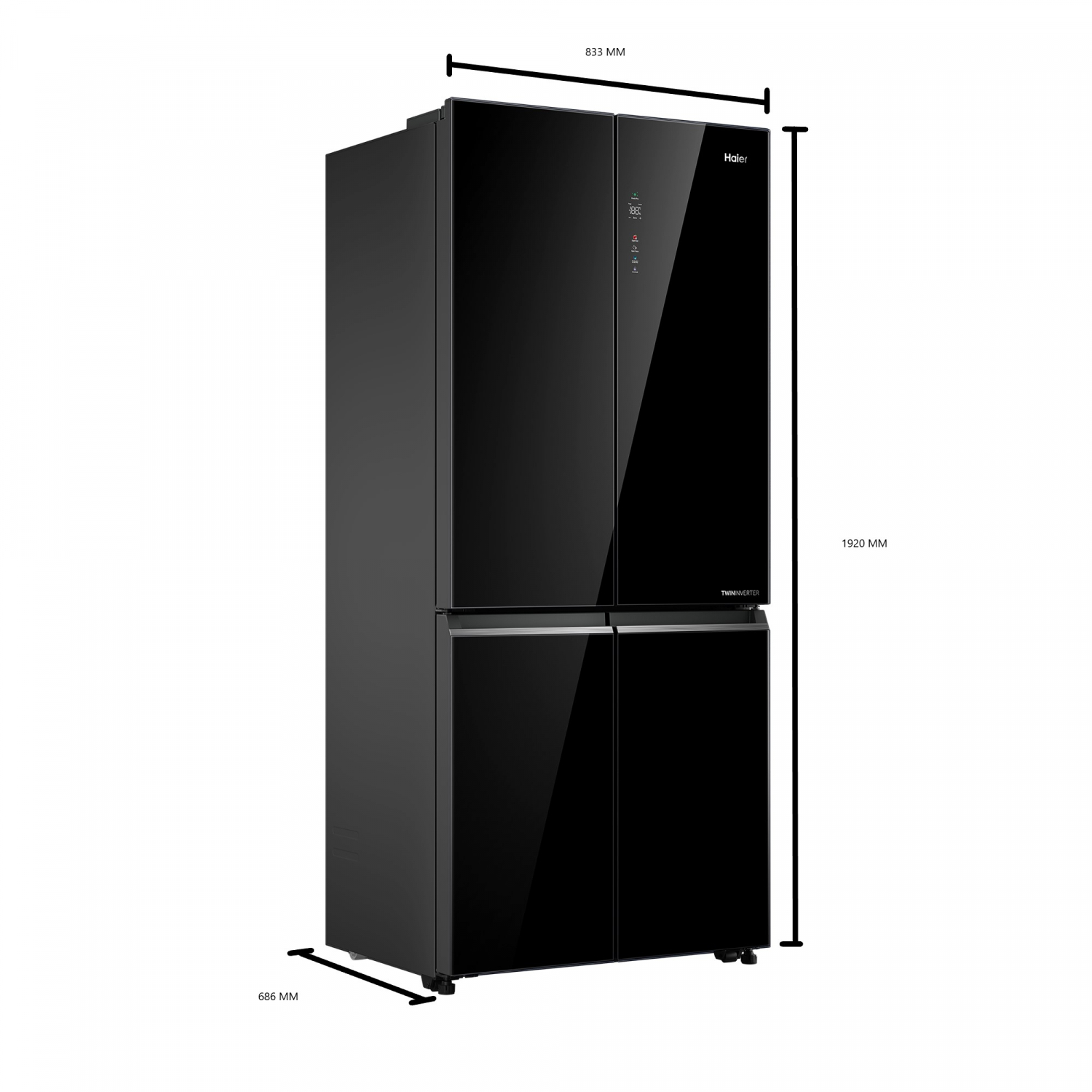 HAIER ตู้เย็น MULTI DOOR รุ่น HRF-MD539GBT ขนาด 18.7 คิว สีกระจกดำ