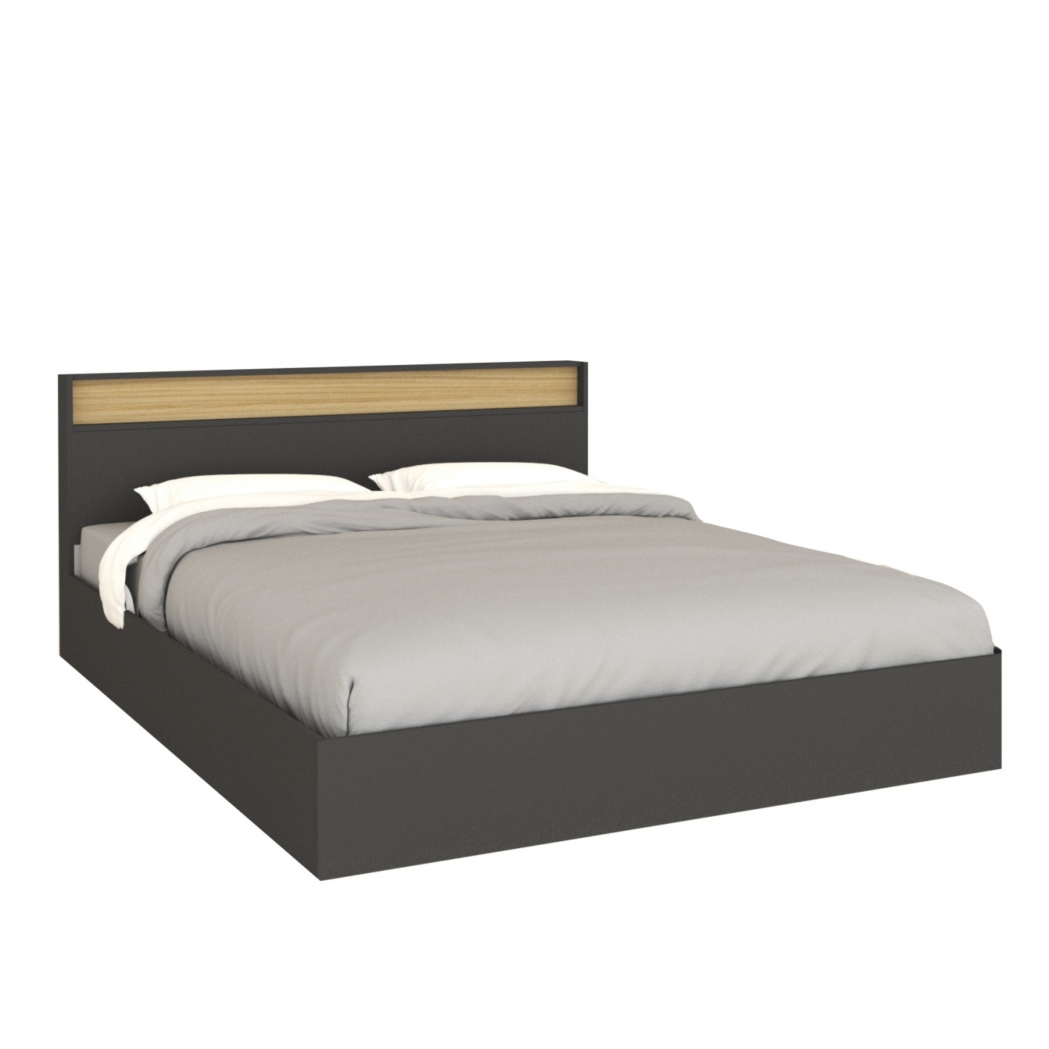 DELICATO เตียงนอน 6 ฟุต รุ่น Deamon ขนาด 190X207.9X100ซม.สีโอ๊ค-เทา