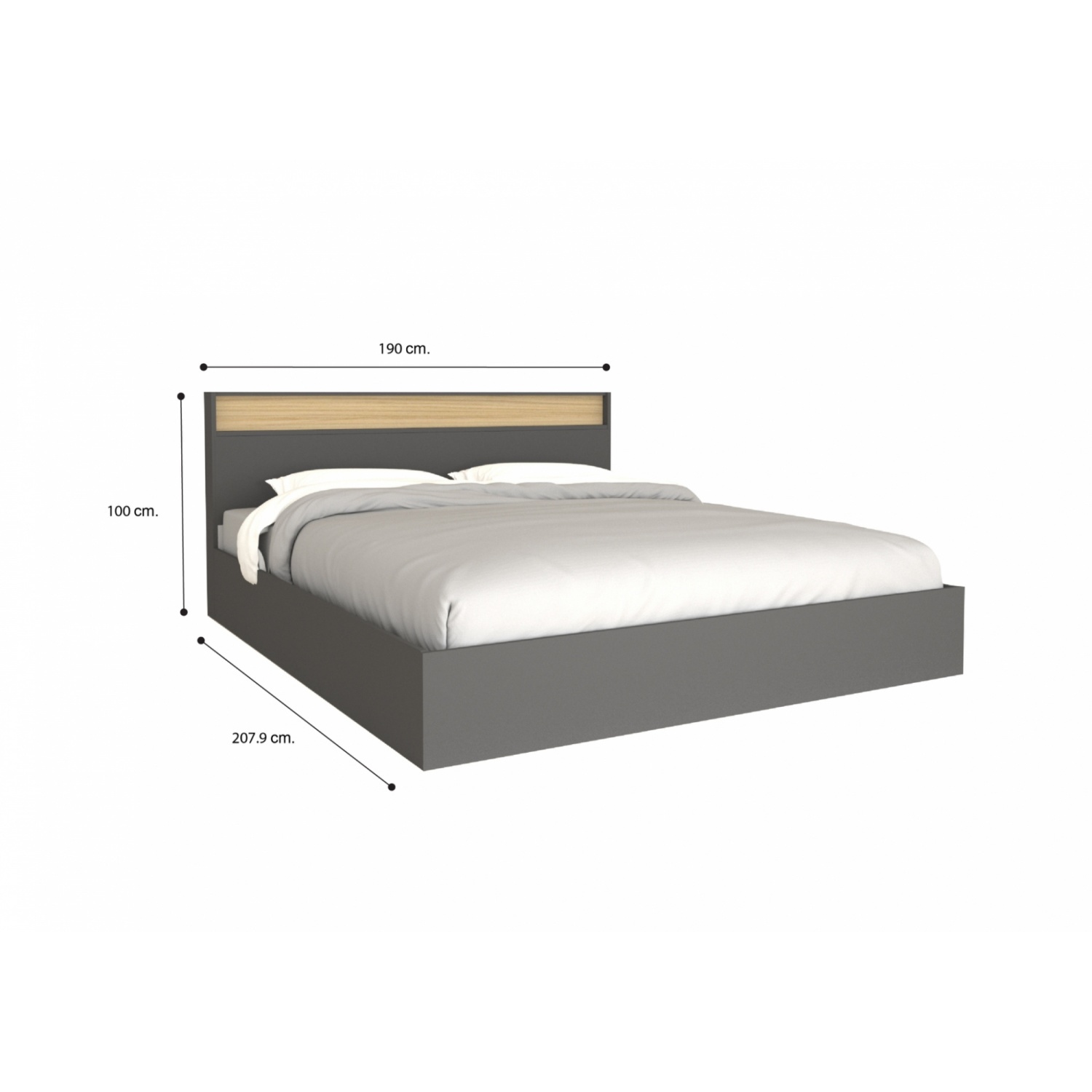 DELICATO เตียงนอน 6 ฟุต รุ่น Deamon ขนาด 190X207.9X100ซม.สีโอ๊ค-เทา