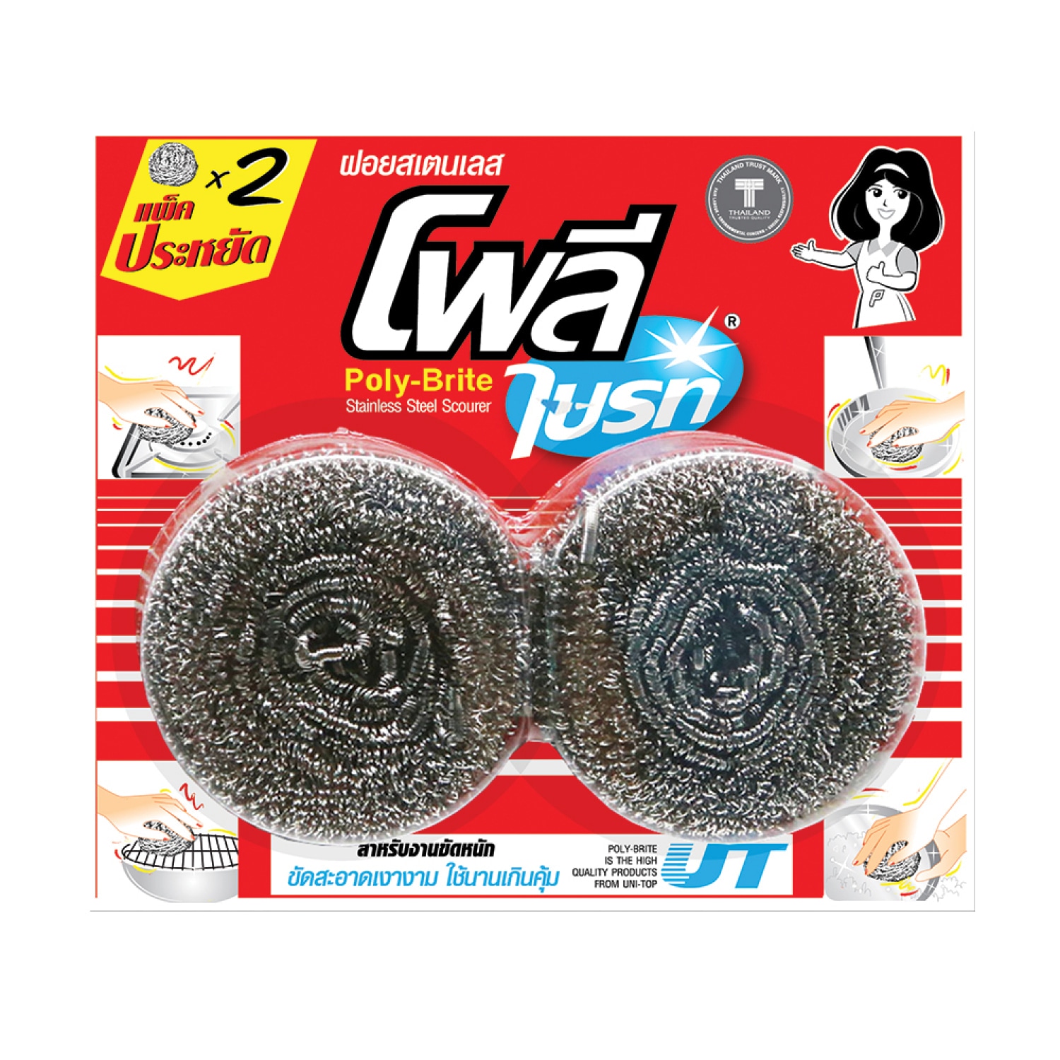 Poly-Brite ฝอยขัดสเตนเลส 13 กรัม (แพ็ค 2 ชิ้น)