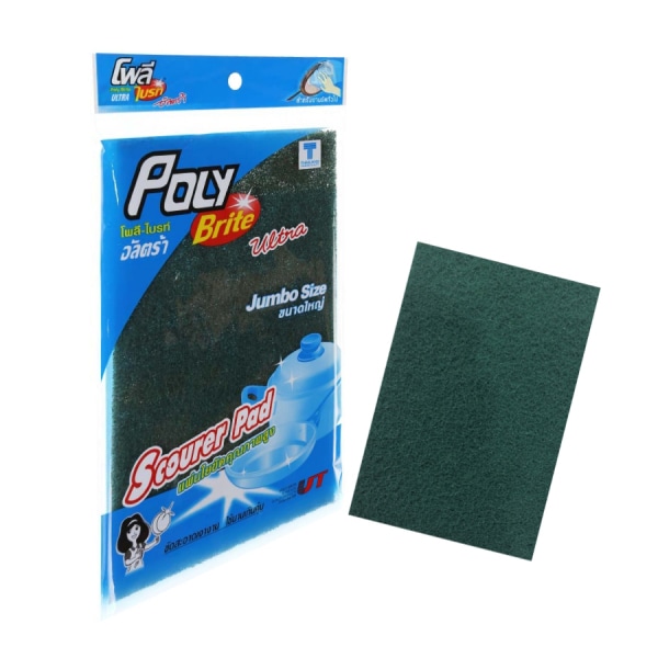 Poly-Brite แผ่นใยขัดใหญ่พิเศษ ขนาด 13x20 cm. สีเขียว 