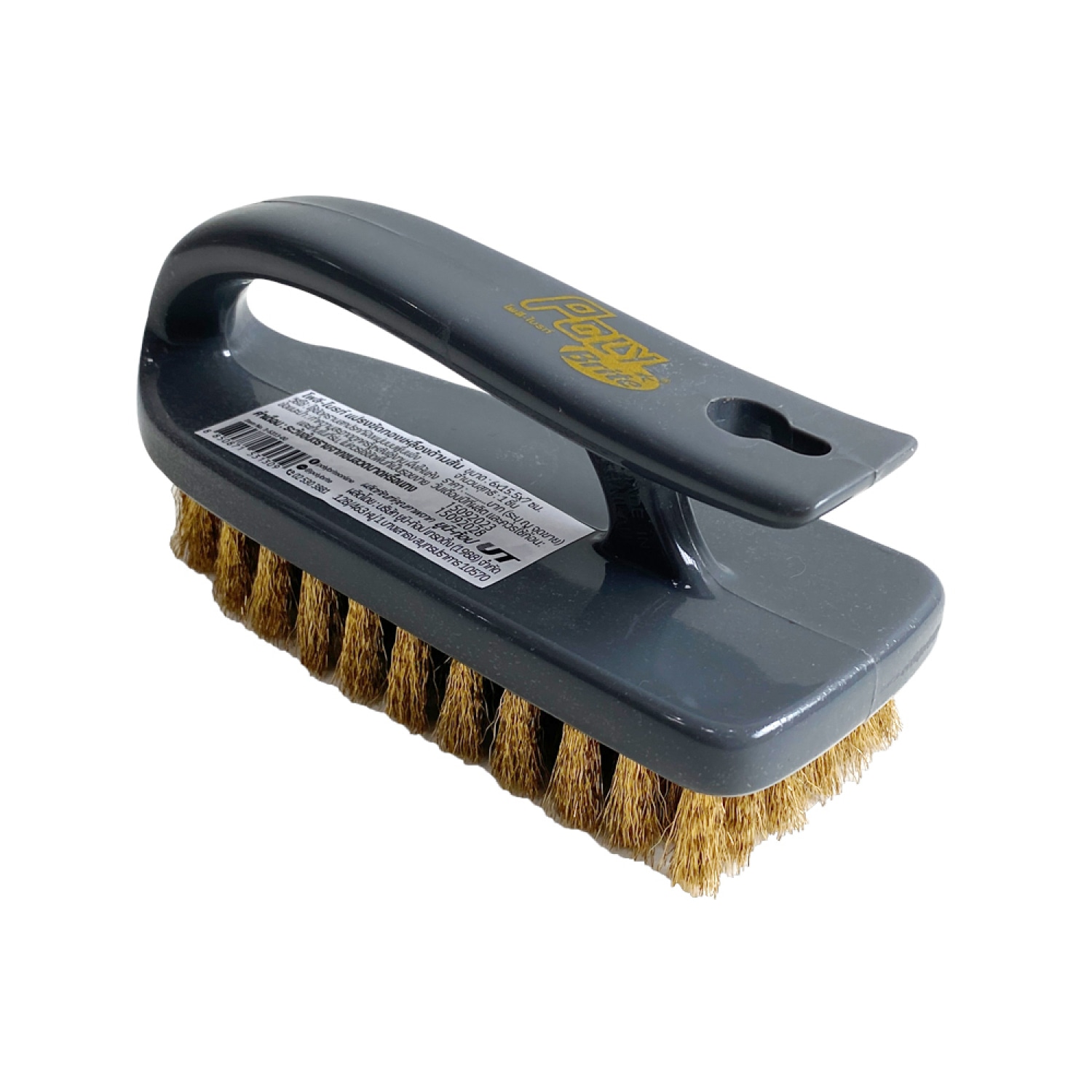 Poly-Brite แปรงขัดพื้นขนทองเหลือง ด้ามสั้น รุ่น 5313-1D สีเทา