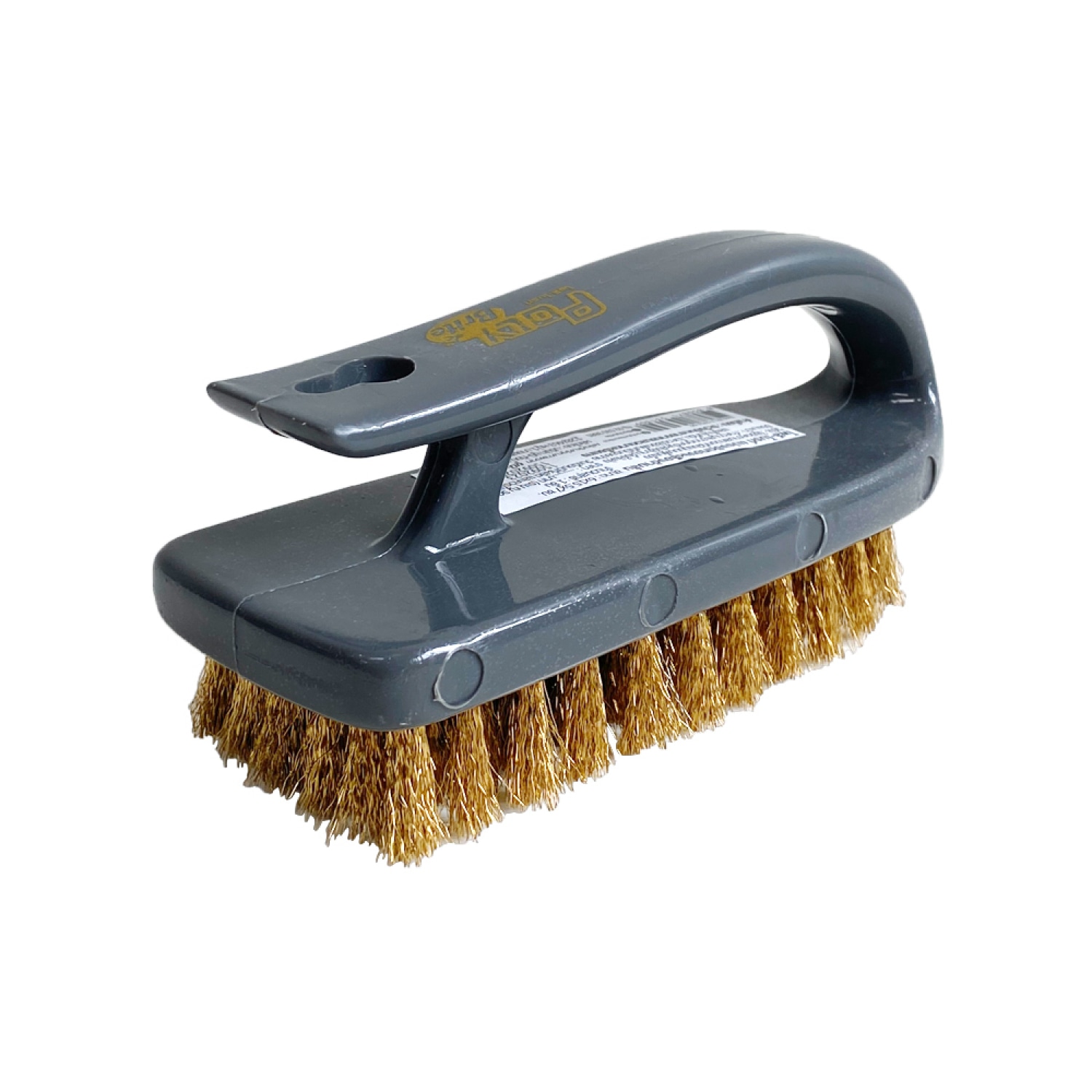Poly-Brite แปรงขัดพื้นขนทองเหลือง ด้ามสั้น รุ่น 5313-1D สีเทา