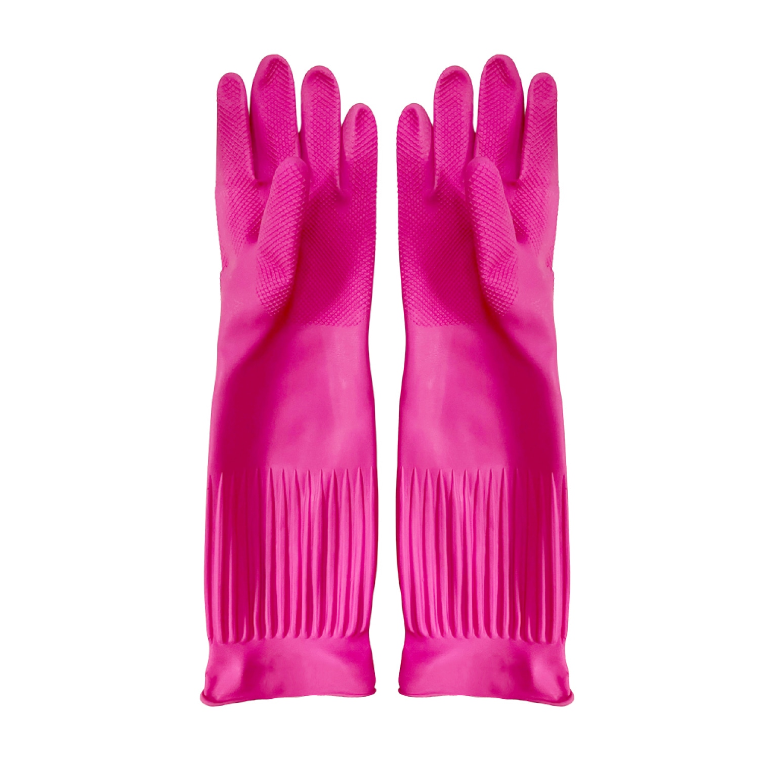 Poly-Brite ถุงมือยางธรรมชาติแบบยาว รัดข้อ รุ่น EXTRA LONG (Size L) สีชมพู