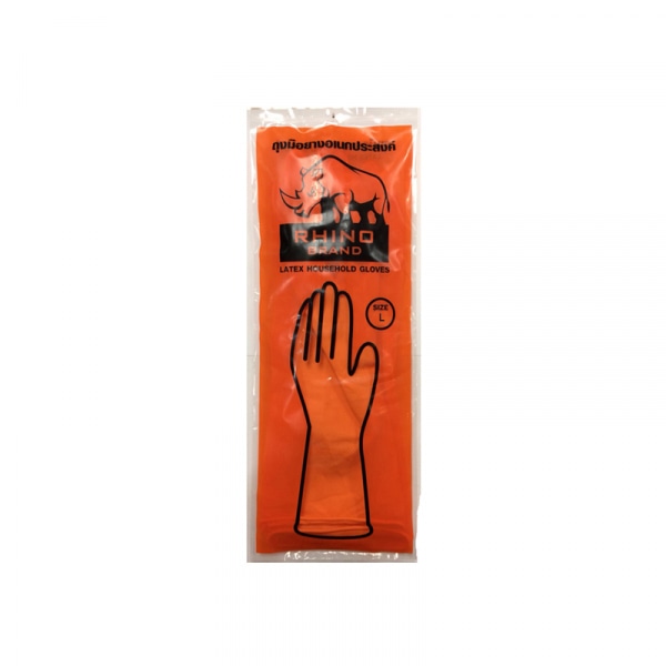 RHINO ถุงมือยางทำความสะอาดอเนกประสงค์ (Size L) รุ่น 938-L01D สีส้ม