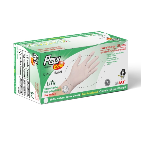 Poly-Brite ถุงมือยางอนามัย Size L รุ่น Extra Thin Lite 944DL ( 100 ชิ้น/กล่องเล็ก )
