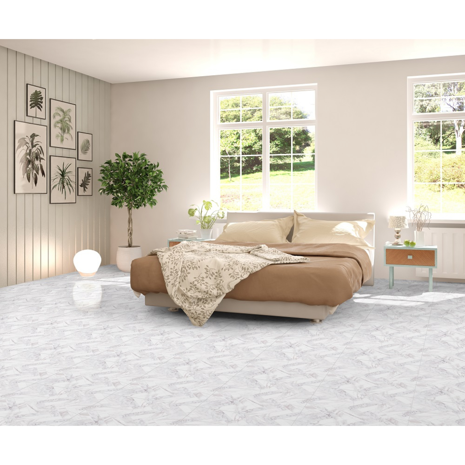 MARBELLA 60x60 กระเบื้องปูพื้น รุ่น จันทิรารัตน์ ขาว (MB) R/T เกรดA (4P) Satin