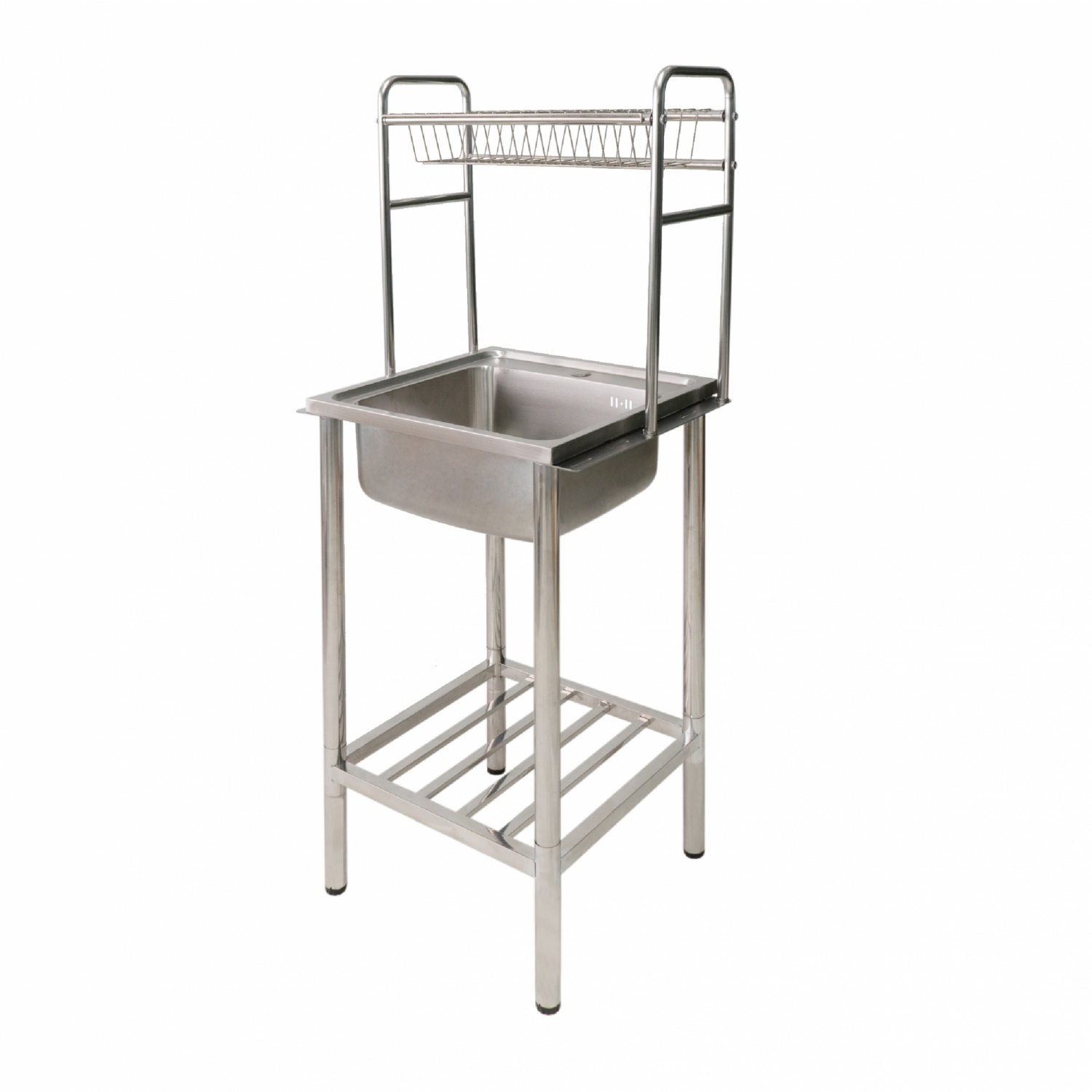 DYNAHOME อ่างล้างจานสแตนเลส 1 หลุม พร้อมชั้นวางอเนกประสงค์ แบบตั้งพื้น รุ่น DH-5050-GB ขนาด50x50x140 ซม. สีสเตนเลส