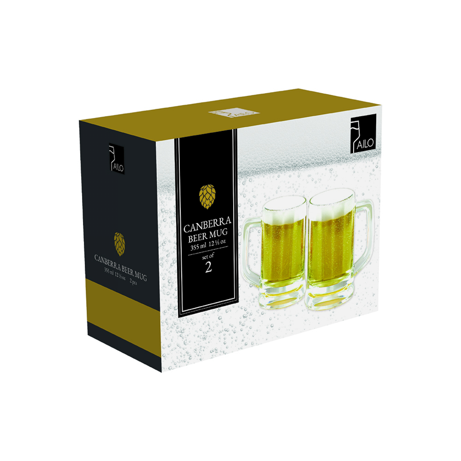 AILO แก้วเบียร์ Canberra Beer 355 มล. 2ใบ/แพ็ค