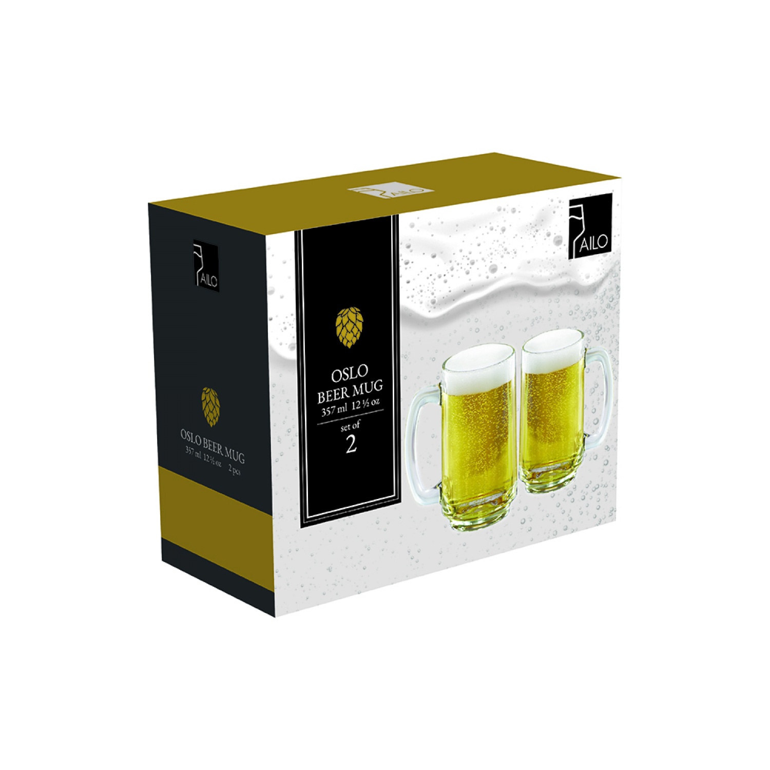 AILO แก้วเบียร์ Oslo Beer 357 มล. 2ใบ/แพ็ค