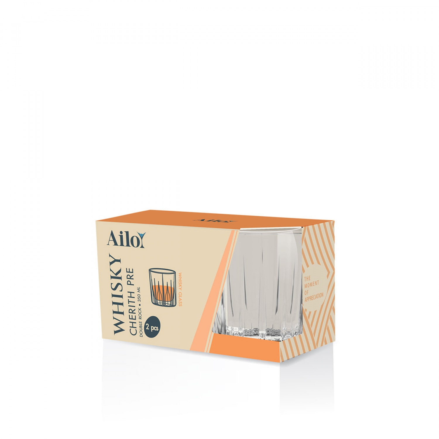 AILO แก้ววิสกี้ Cherith PRE Double Rock 350 มล. 2ใบ/แพ็ค