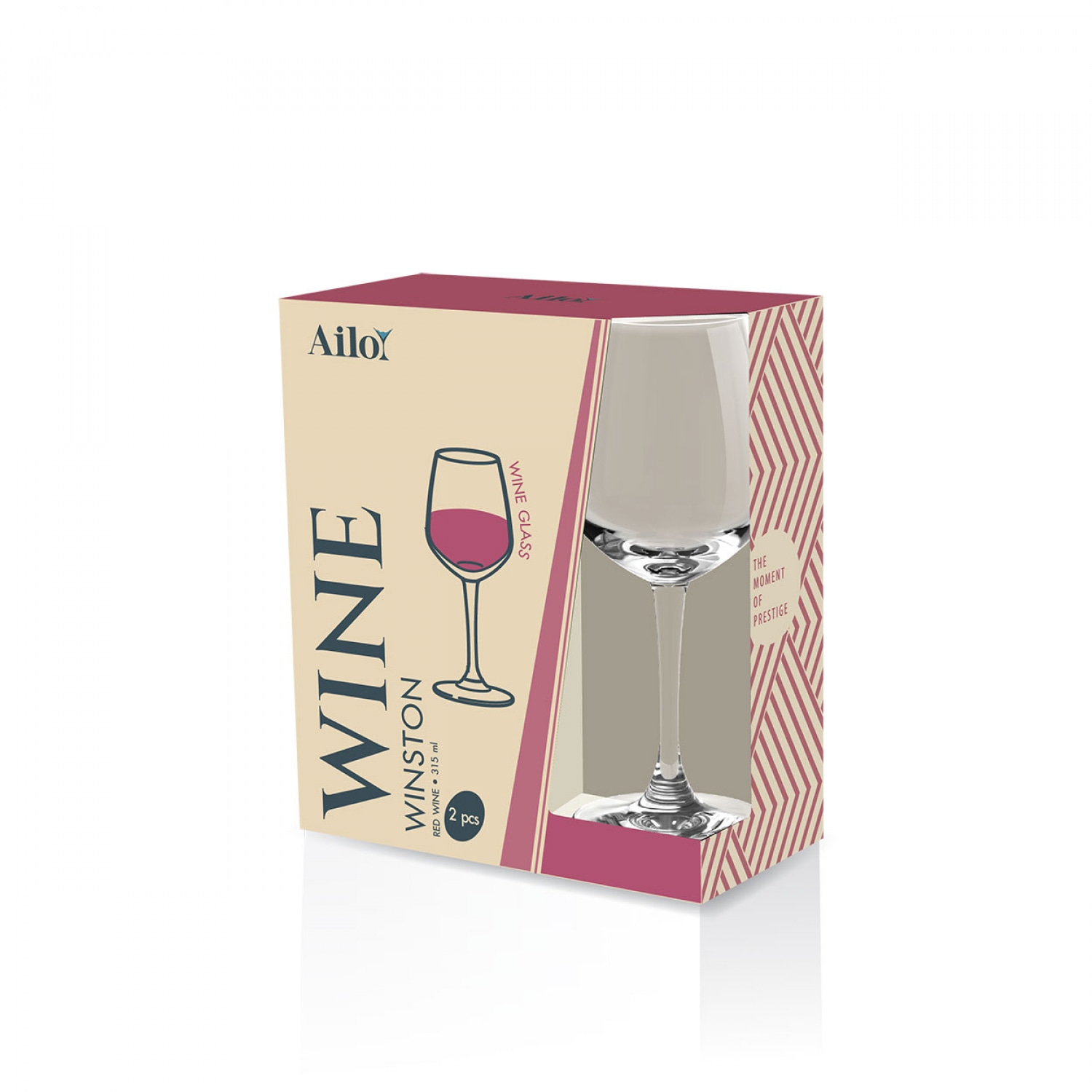 AILO แก้วไวน์ WINSTON  RED WINE, 315 มล. 2ใบ/แพ็ค