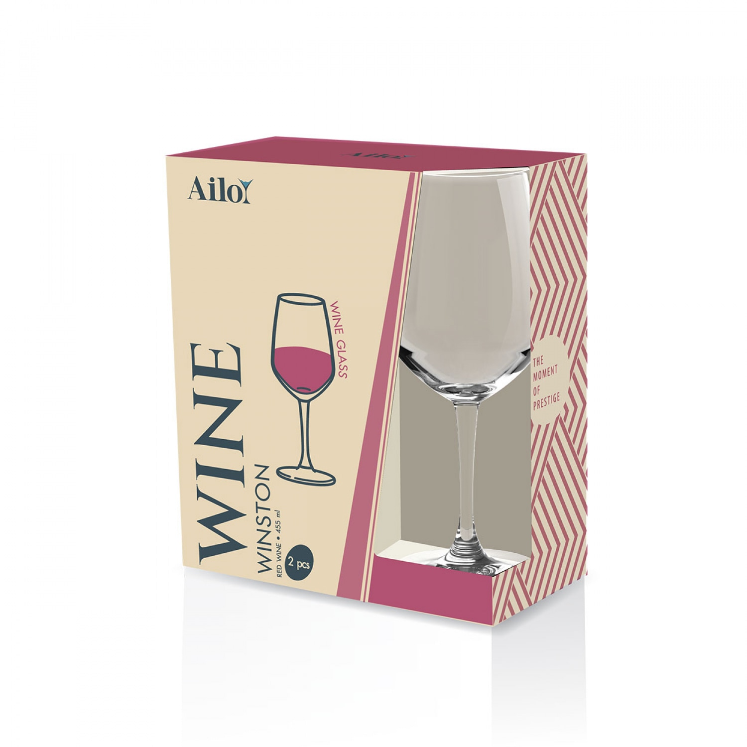 AILO แก้วไวน์ WINSTON  RED WINE, 455 มล. 2ใบ/แพ็ค