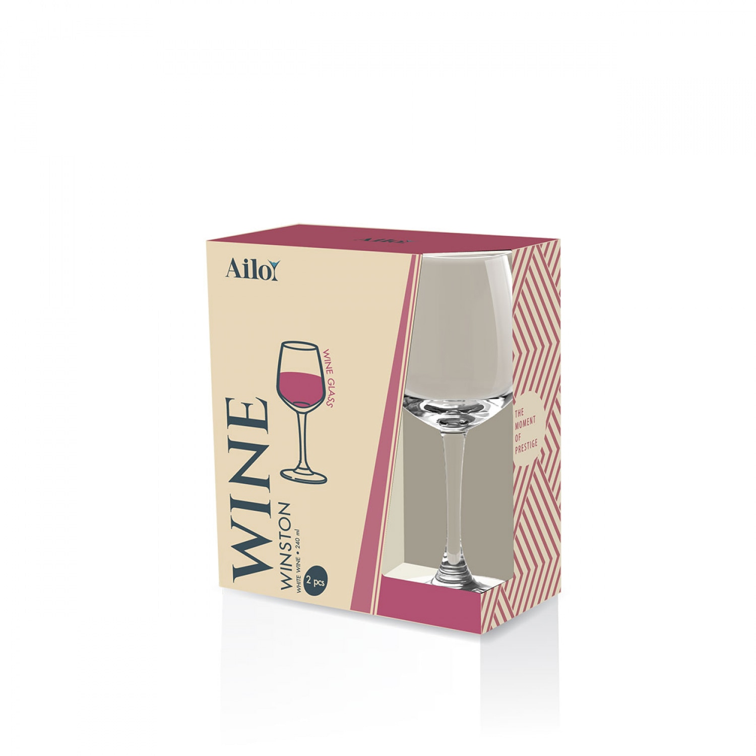 AILO แก้วไวน์ WINSTON  WHITE WINE, 240 มล. 2ใบ/แพ็ค
